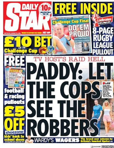 Daily Star Newspaper Front Page (UK) for 25 August 2018