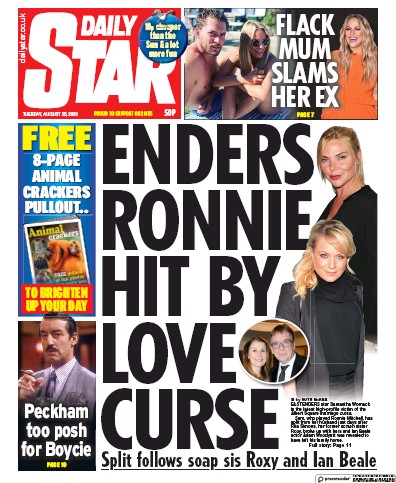 Daily Star Newspaper Front Page (UK) for 25 August 2020