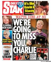 Daily Star (UK) Newspaper Front Page for 25 August 2021