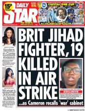 Daily Star (UK) Newspaper Front Page for 25 September 2014