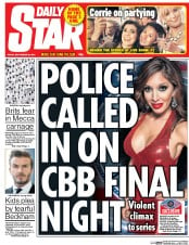 Daily Star (UK) Newspaper Front Page for 25 September 2015
