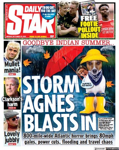 Daily Star Newspaper Front Page (UK) for 25 September 2023