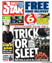 Daily Star (UK) Newspaper Front Page for 26 October 2020