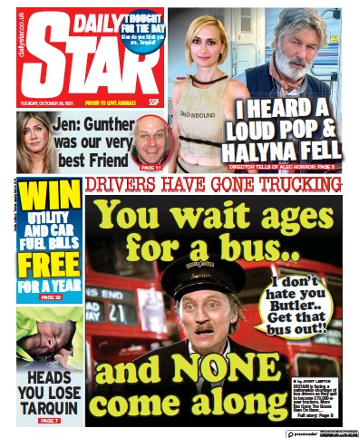 Daily Star Newspaper Front Page (UK) for 26 October 2021