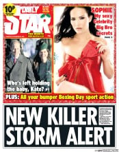 Daily Star (UK) Newspaper Front Page for 26 December 2013