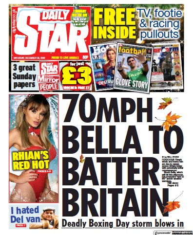 Daily Star Newspaper Front Page (UK) for 26 December 2020