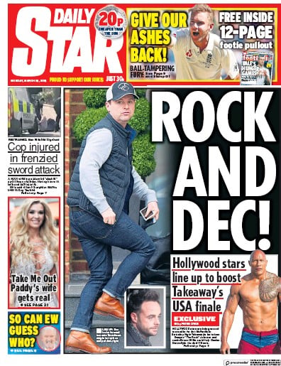 Daily Star Newspaper Front Page (UK) for 26 March 2018
