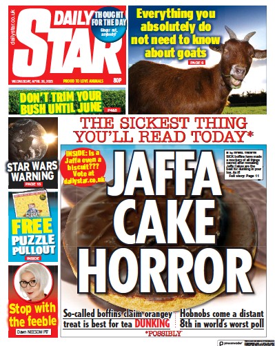 Daily Star Newspaper Front Page (UK) for 26 April 2023