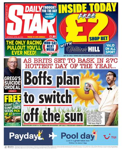Daily Star Newspaper Front Page (UK) for 26 April 2025