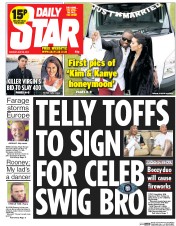 Daily Star (UK) Newspaper Front Page for 26 May 2014