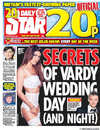 Daily Star Newspaper Front Page (UK) for 26 May 2016