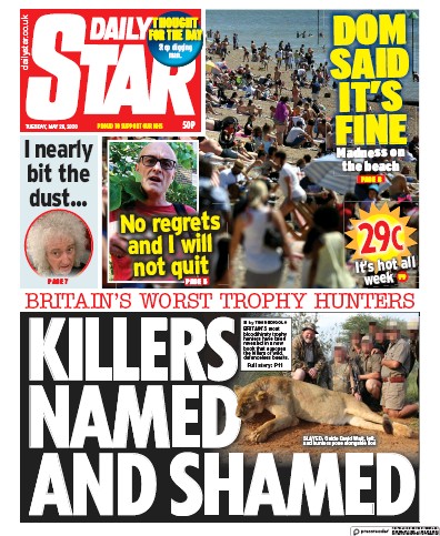Daily Star Newspaper Front Page (UK) for 26 May 2020
