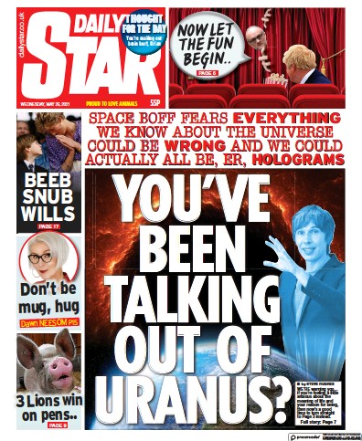 Daily Star Newspaper Front Page (UK) for 26 May 2021