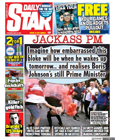 Daily Star Newspaper Front Page (UK) for 26 May 2022