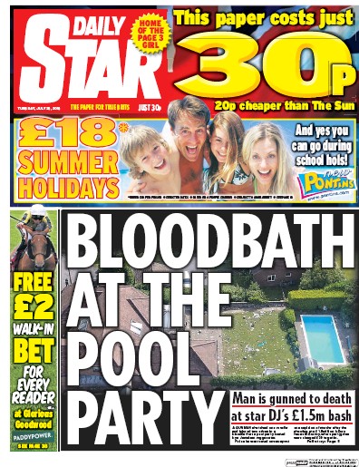 Daily Star Newspaper Front Page (UK) for 26 July 2016