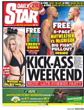 Daily Star (UK) Newspaper Front Page for 26 August 2017
