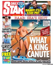 Daily Star (UK) Newspaper Front Page for 26 August 2021