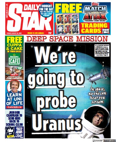 Daily Star Newspaper Front Page (UK) for 26 August 2022