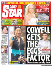 Daily Star (UK) Newspaper Front Page for 26 September 2011