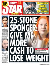 Daily Star (UK) Newspaper Front Page for 26 September 2014
