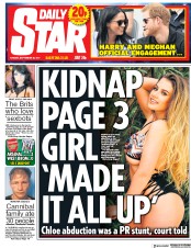 Daily Star (UK) Newspaper Front Page for 26 September 2017
