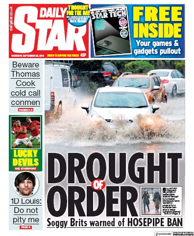 Daily Star Newspaper Front Page (UK) for 26 September 2019