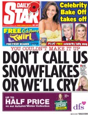 Daily Star (UK) Newspaper Front Page for 27 October 2018