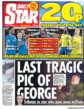 Daily Star (UK) Newspaper Front Page for 27 December 2016