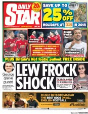 Daily Star (UK) Newspaper Front Page for 27 December 2017