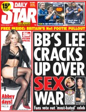 Daily Star (UK) Newspaper Front Page for 27 January 2014