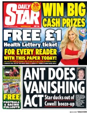 Daily Star (UK) Newspaper Front Page for 27 January 2018