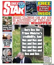 Daily Star (UK) Newspaper Front Page for 27 January 2022