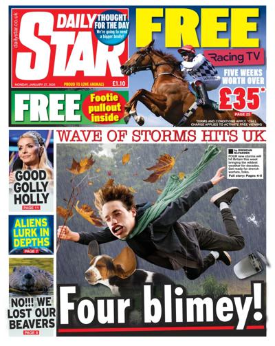Daily Star Newspaper Front Page (UK) for 27 January 2025