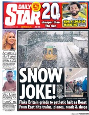 Daily Star (UK) Newspaper Front Page for 27 February 2018