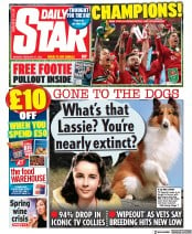 Daily Star (UK) Newspaper Front Page for 27 February 2023