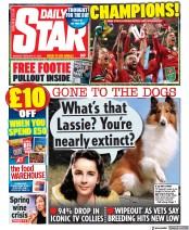 Daily Star (UK) Newspaper Front Page for 27 February 2023