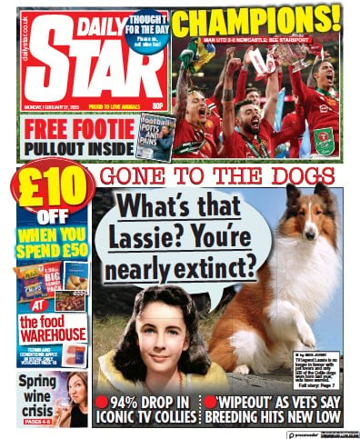 Daily Star Newspaper Front Page (UK) for 27 February 2023