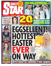 Daily Star (UK) Newspaper Front Page for 27 March 2017