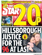 Daily Star (UK) Newspaper Front Page for 27 April 2016