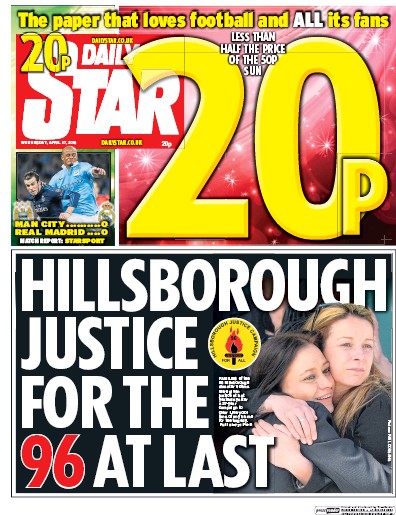 Daily Star Newspaper Front Page (UK) for 27 April 2016