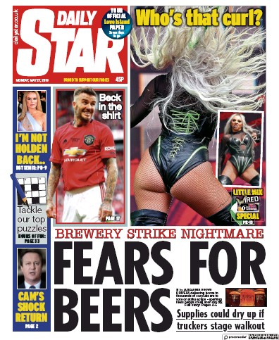Daily Star Newspaper Front Page (UK) for 27 May 2019