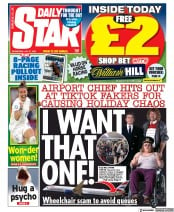 Daily Star (UK) Newspaper Front Page for 27 July 2022