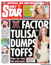 Daily Star (UK) Newspaper Front Page for 27 September 2011