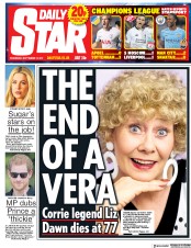 Daily Star (UK) Newspaper Front Page for 27 September 2017