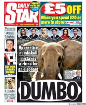 Daily Star (UK) Newspaper Front Page for 27 September 2019