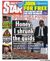 Daily Star (UK) Newspaper Front Page for 27 September 2022
