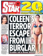Daily Star (UK) Newspaper Front Page for 28 October 2016