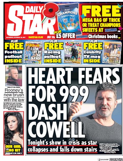 Daily Star Newspaper Front Page (UK) for 28 October 2017