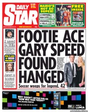 Daily Star (UK) Newspaper Front Page for 28 November 2011