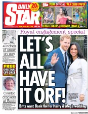 Daily Star (UK) Newspaper Front Page for 28 November 2017